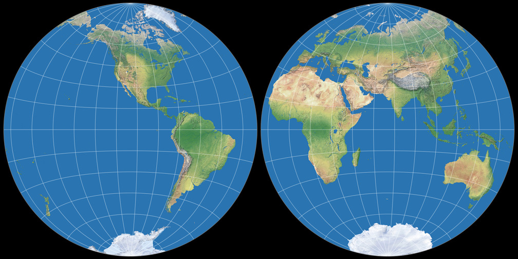 Azimuthal Equidistant Projection (Hemispheres) Compare Map Projections