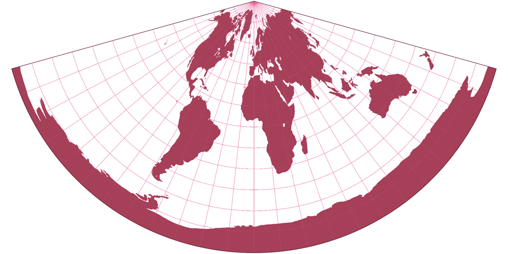 CM Equidistant Conic Silhouette Map