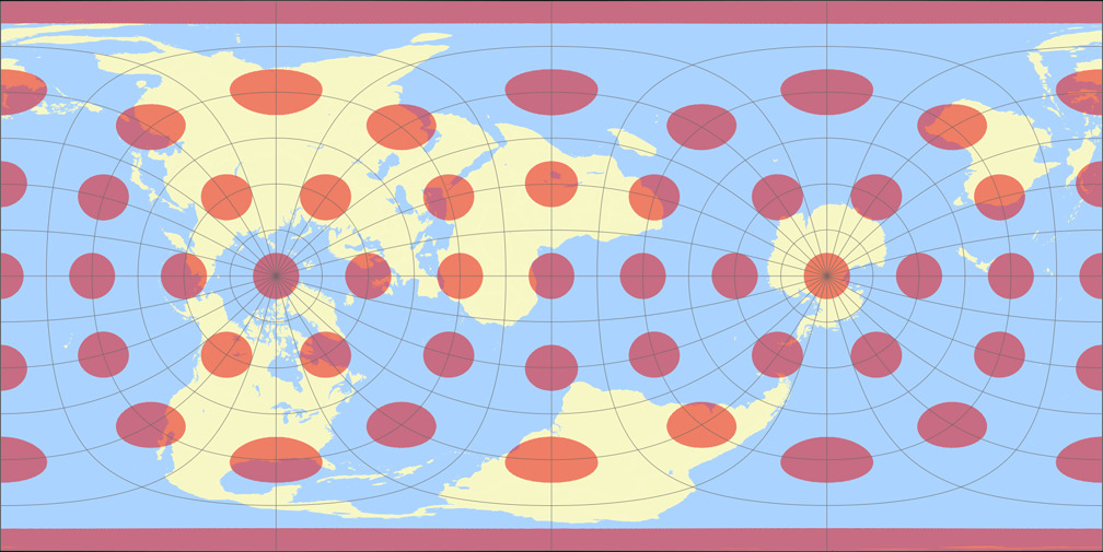 Cassini (rotated) Tissot Indicatrix