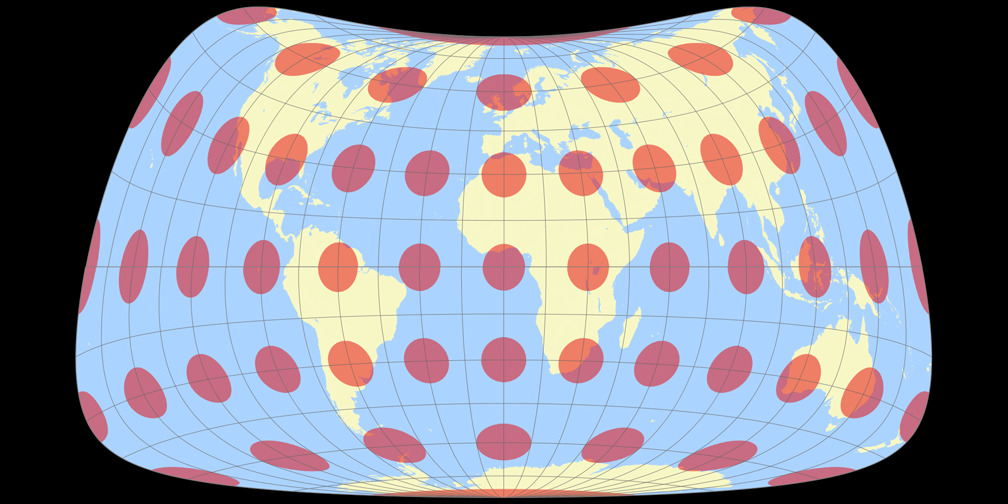 Strebe-Mollweide Asymmetric 24 Tissot Indicatrix